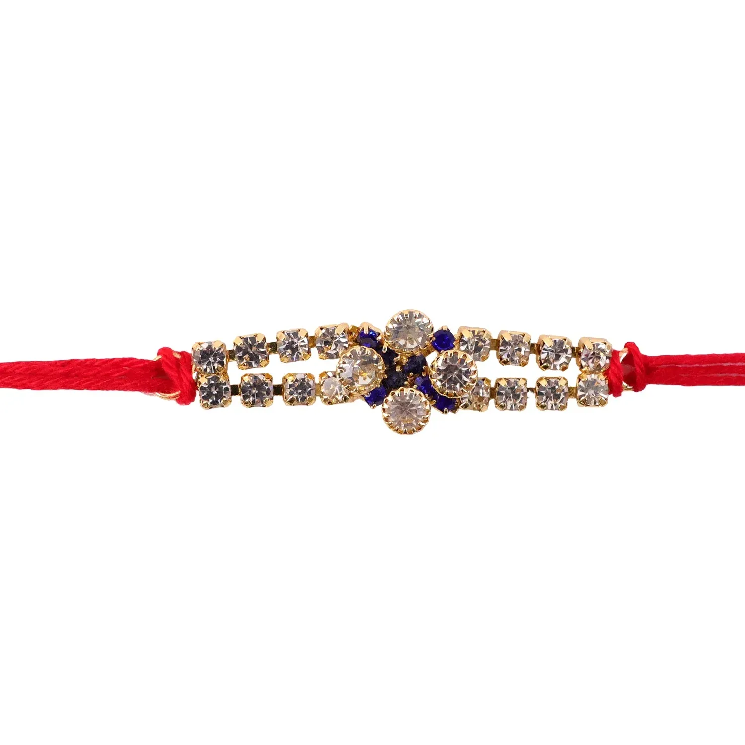 Sparkling Crystal Diamond Rakhi with Stone Studded Thread Rakhi for Brother - Detailed Feature View 4