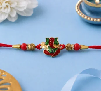 Divine Ganesha Meenakari Rakhi with Beads Rakhi for Brother