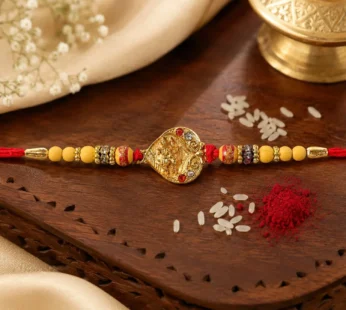 Religious Radha Krishna Rakhi with Crystal & Beads Rakhi for Brother