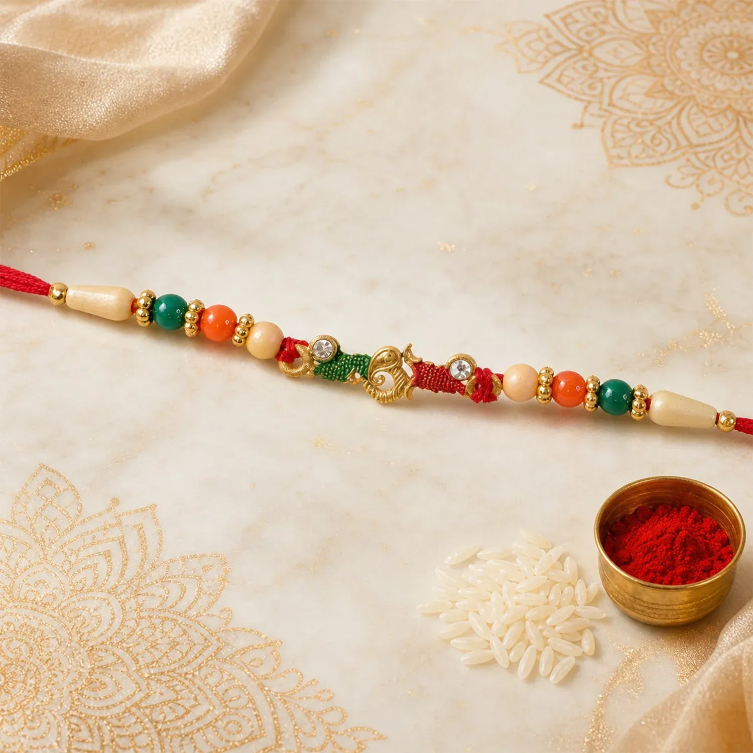 Premium Minimal Beaded Thread Designer Premium Traditional Rakhi for Brother - Buy Online at Alikart