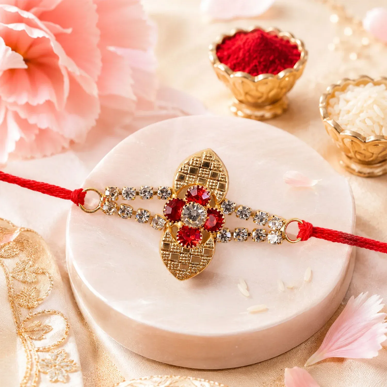 Premium Floral Stone Bracelet Style Premium Designer Rakhi for Brother - Buy Online at Alikart