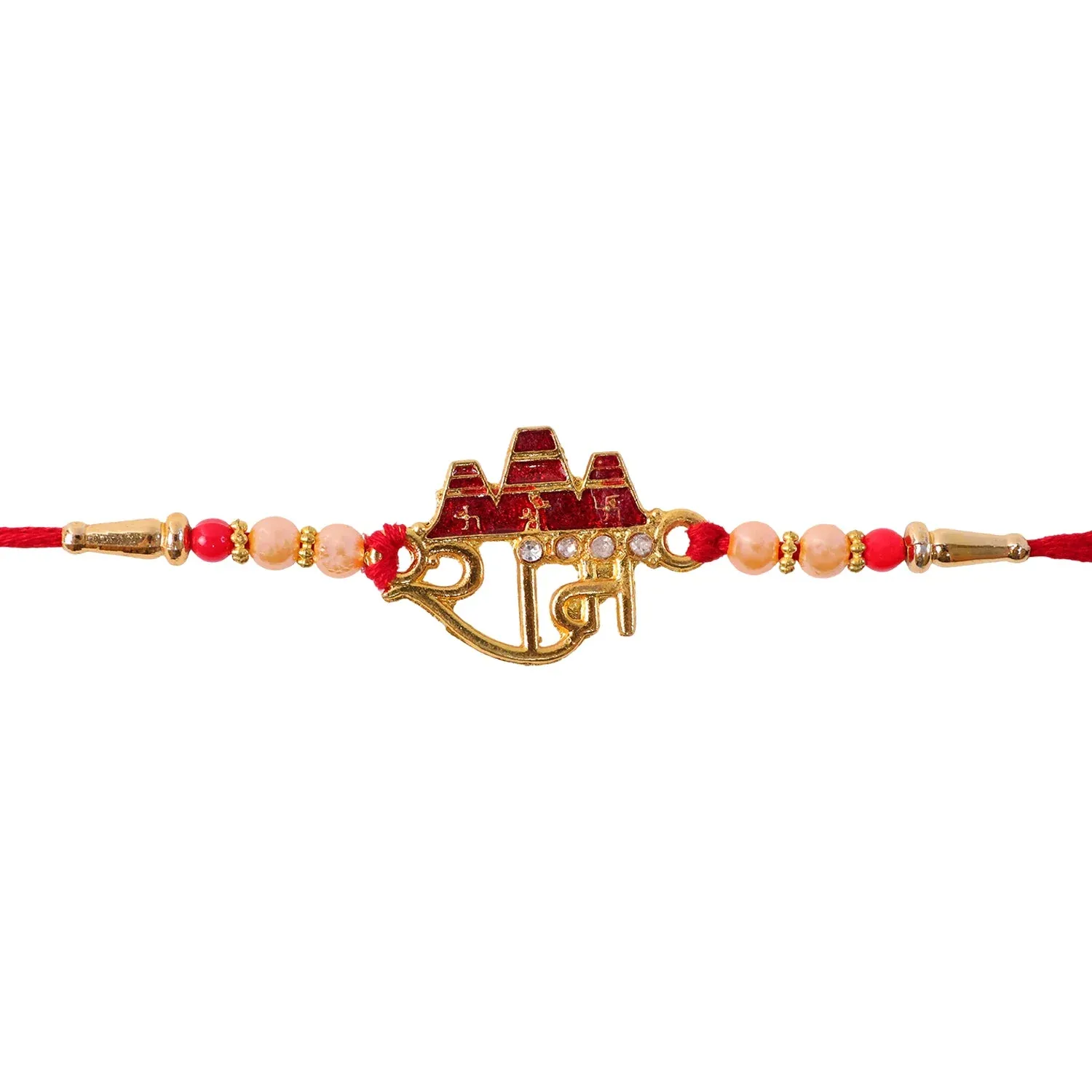 Ram Mandir Text Designer Premium Traditional Rakhi for Brother - Detailed Feature View 4