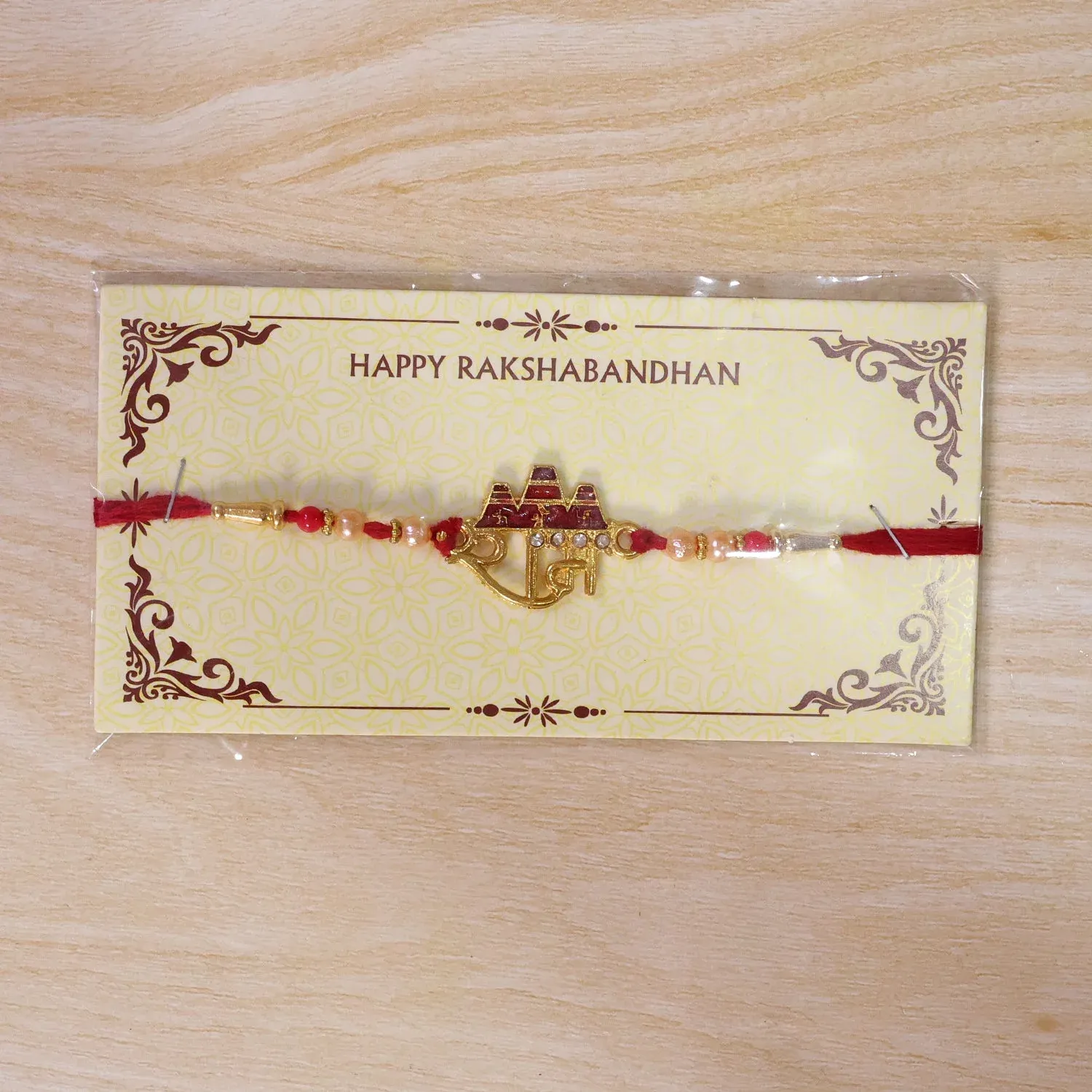 Ram Mandir Text Designer Premium Traditional Rakhi for Brother - Detailed Feature View 5