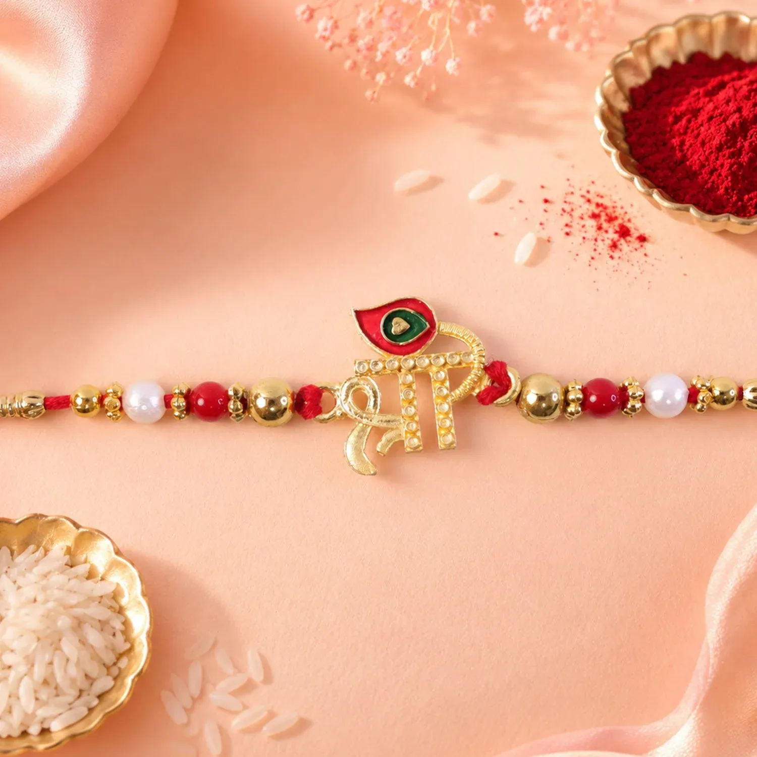 Shree Text Beaded Designer Premium Traditional Rakhi for Brother - Detailed Feature View 3