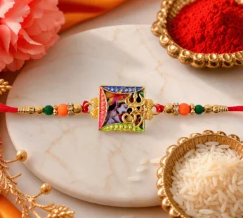 Divine Krishna Frame Stone Studded Premium Designer Traditional Rakhi for Brother