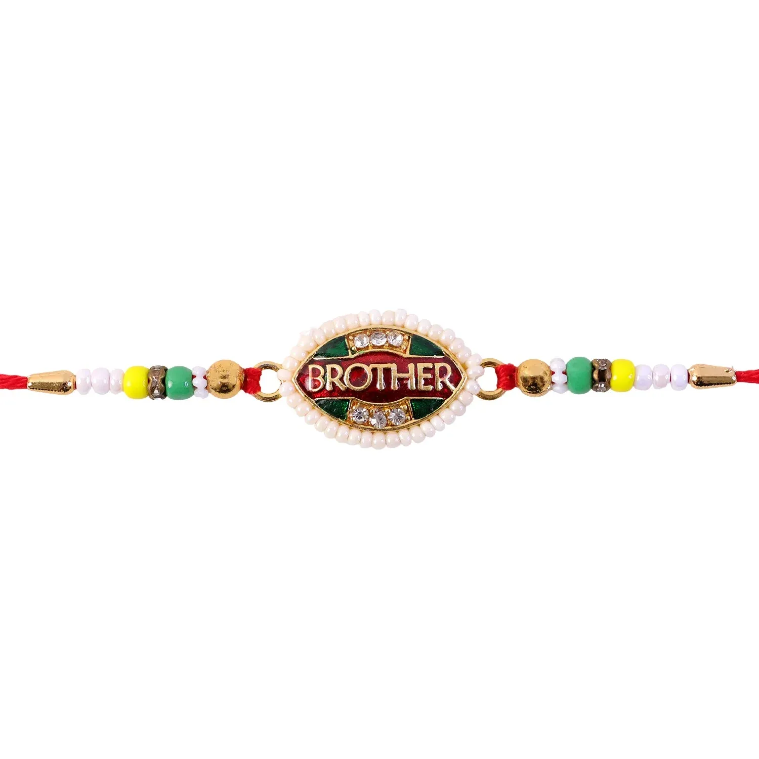 Brother Text Oval Stone Studded Premium Designer Rakhi for Brother - Detailed Feature View 4