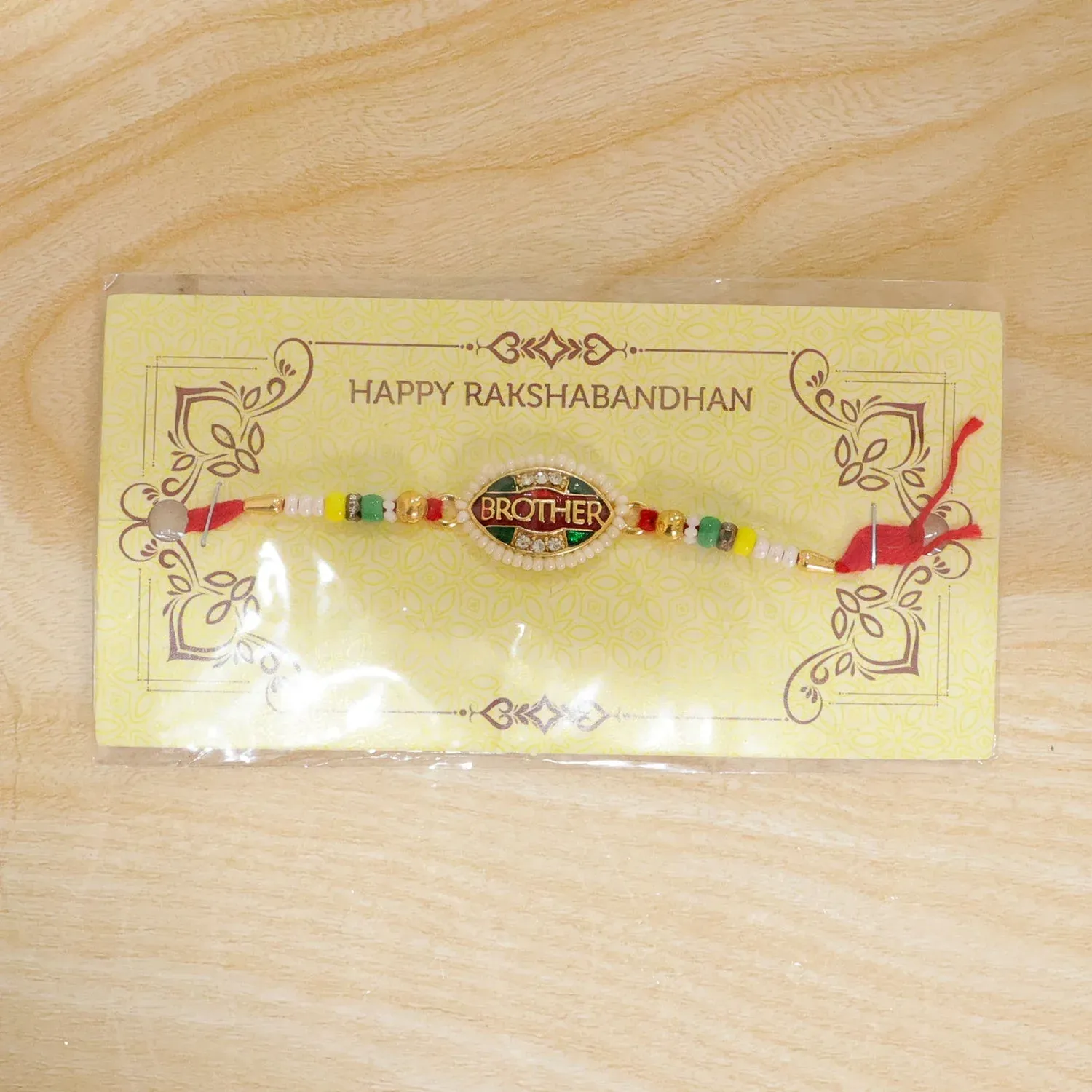 Brother Text Oval Stone Studded Premium Designer Rakhi for Brother - Detailed Feature View 5