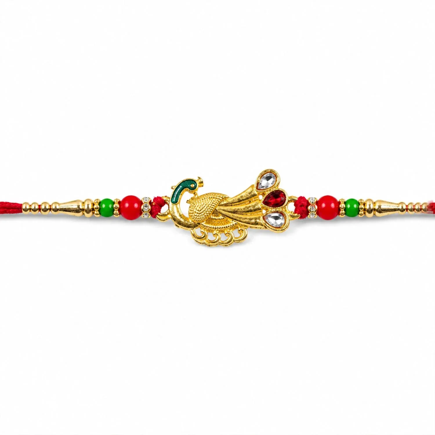 Peacock Feather Motif Premium Traditional Designer Rakhi for Brother - Detailed Feature View 4