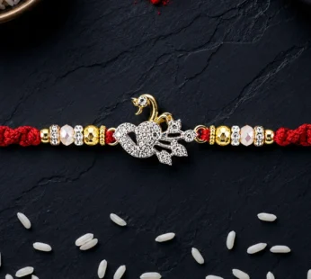 Peacock Motif Stone Studded Premium Designer Rakhi for Brother