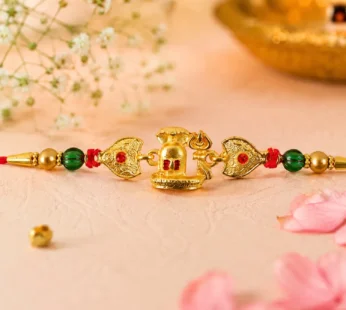 Religious Shivling Trishul Rakhi with Beadwork – Rakhi for Brother