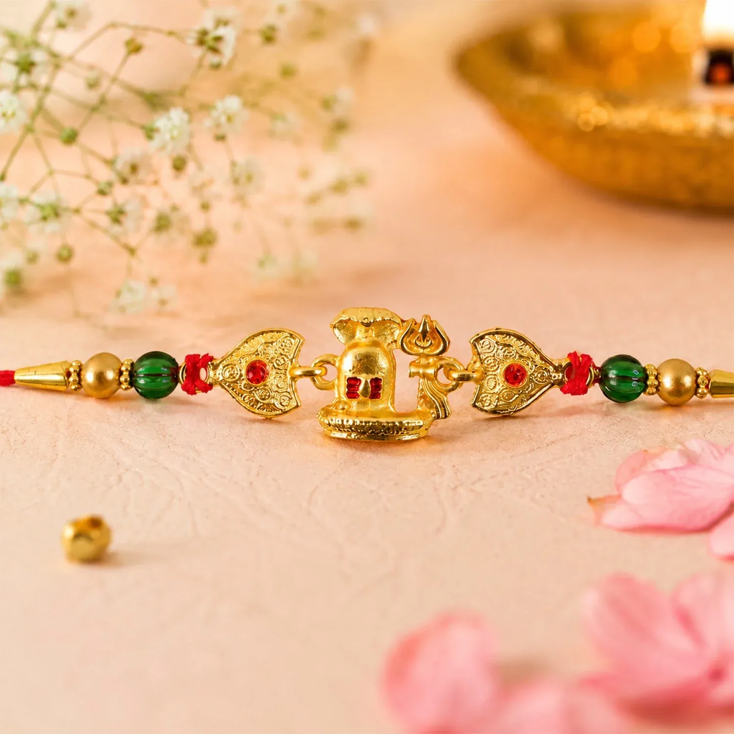 Premium Religious Shivling Trishul Rakhi with Beadwork – Rakhi for Brother - Buy Online at Alikart