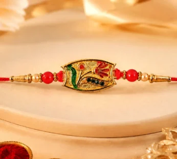 Traditional Meenakari Enamel Rakhi with Beadwork Rakhi for Brother