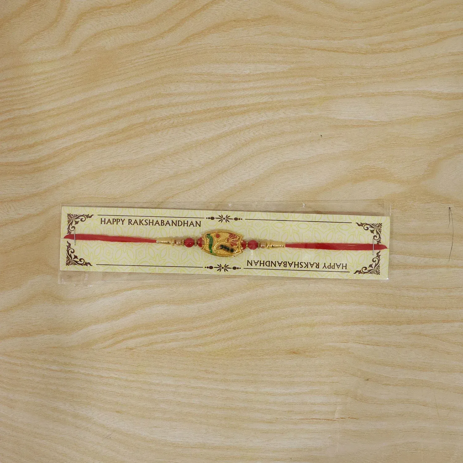 Traditional Meenakari Enamel Rakhi with Beadwork Rakhi for Brother - Detailed Feature View 5