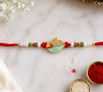 Premium Leaf Motif Traditional Beaded Designer Rakhi for Brother