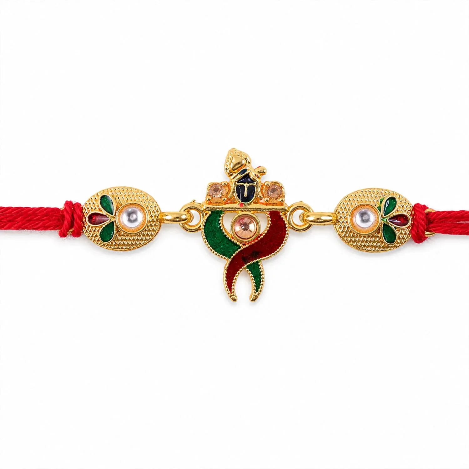 Designer Pair Kundan Beads Rakhi for Brother Bhai Raksha Bandhan Festival Special Gift - Detailed Feature View 4