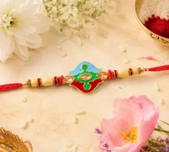Premium Floral Swirl Beaded Designer Premium Traditional Rakhi for Brother