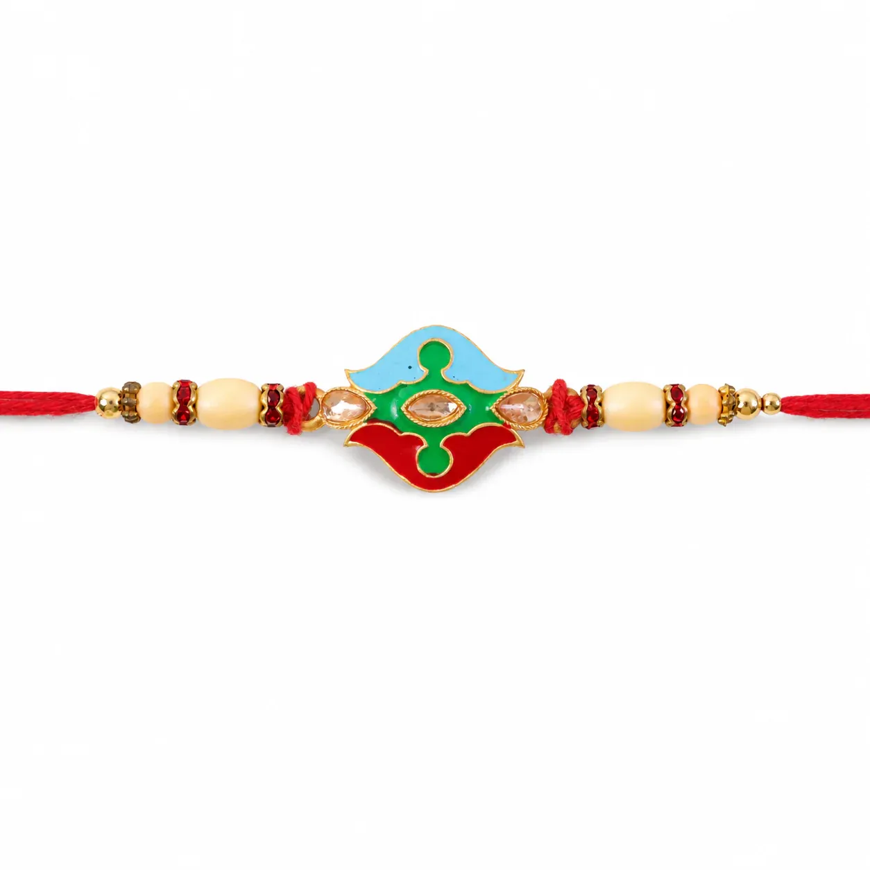 Premium Floral Swirl Beaded Designer Premium Traditional Rakhi for Brother - Detailed Feature View 4
