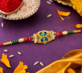 Elegant Meenakari Floral Rakhi with Beadwork – Rakhi for Brother