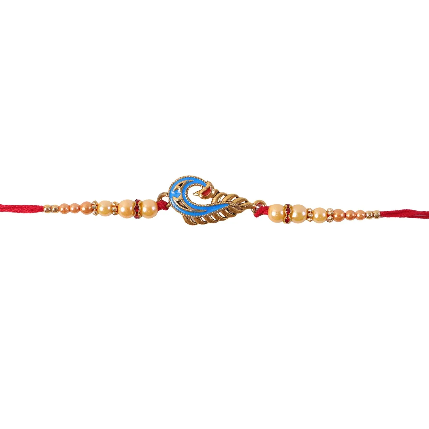 Blue Peacock Meenakari Rakhi for Brother Bhai Raksha Bandhan Festival Special Gift - Detailed Feature View 2