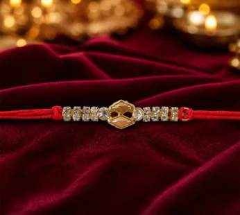 Golden Diamond Stone Bracelet Rakhi for Brother Bhai Raksha Bandhan Festival Gift
