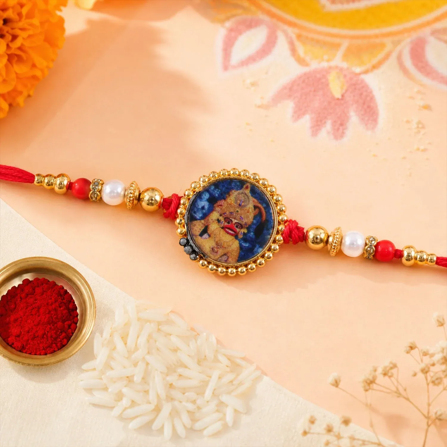 Hanuman Ji Photo Premium Designer Traditional Rakhi for Brother - Detailed Feature View 2