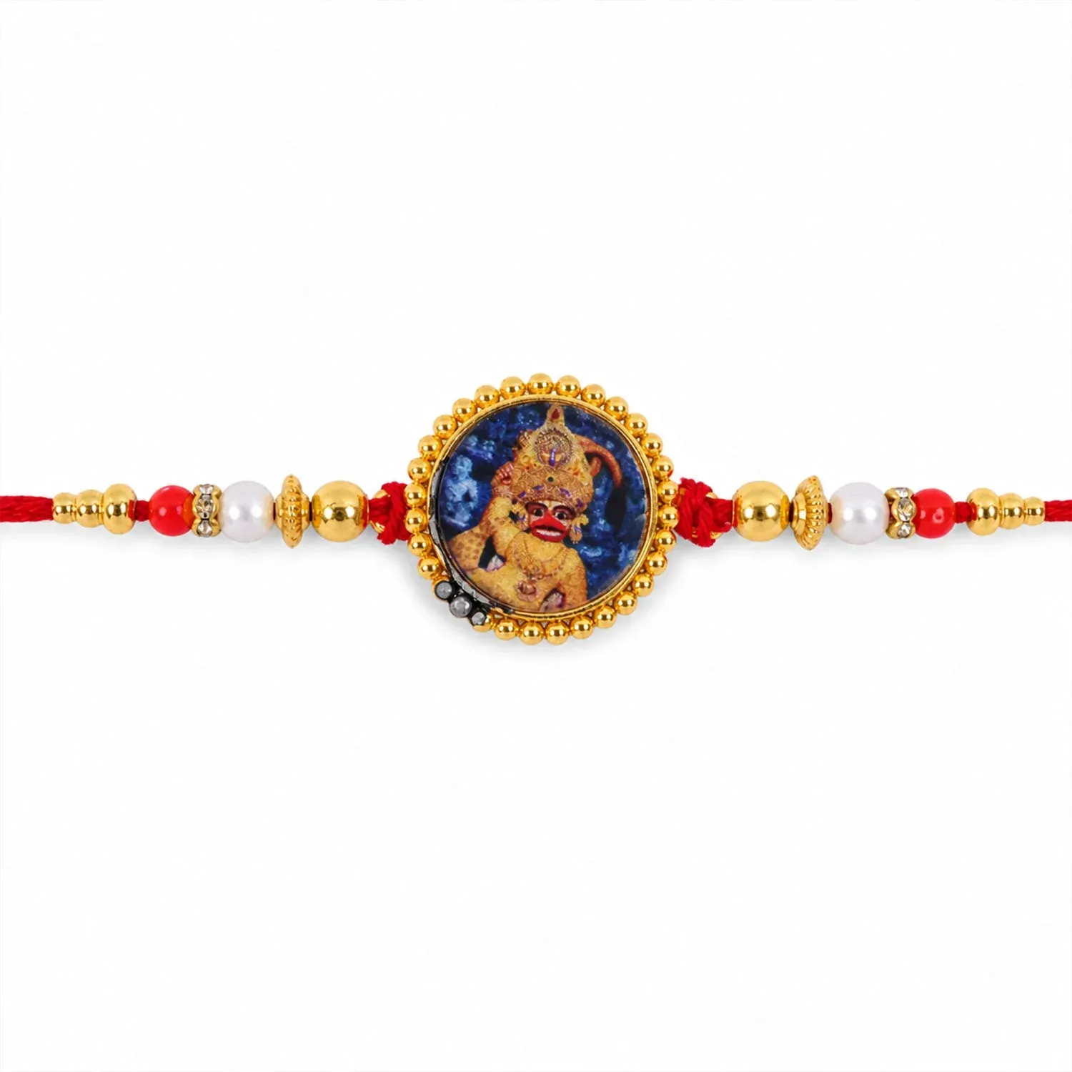 Hanuman Ji Photo Premium Designer Traditional Rakhi for Brother - Detailed Feature View 4