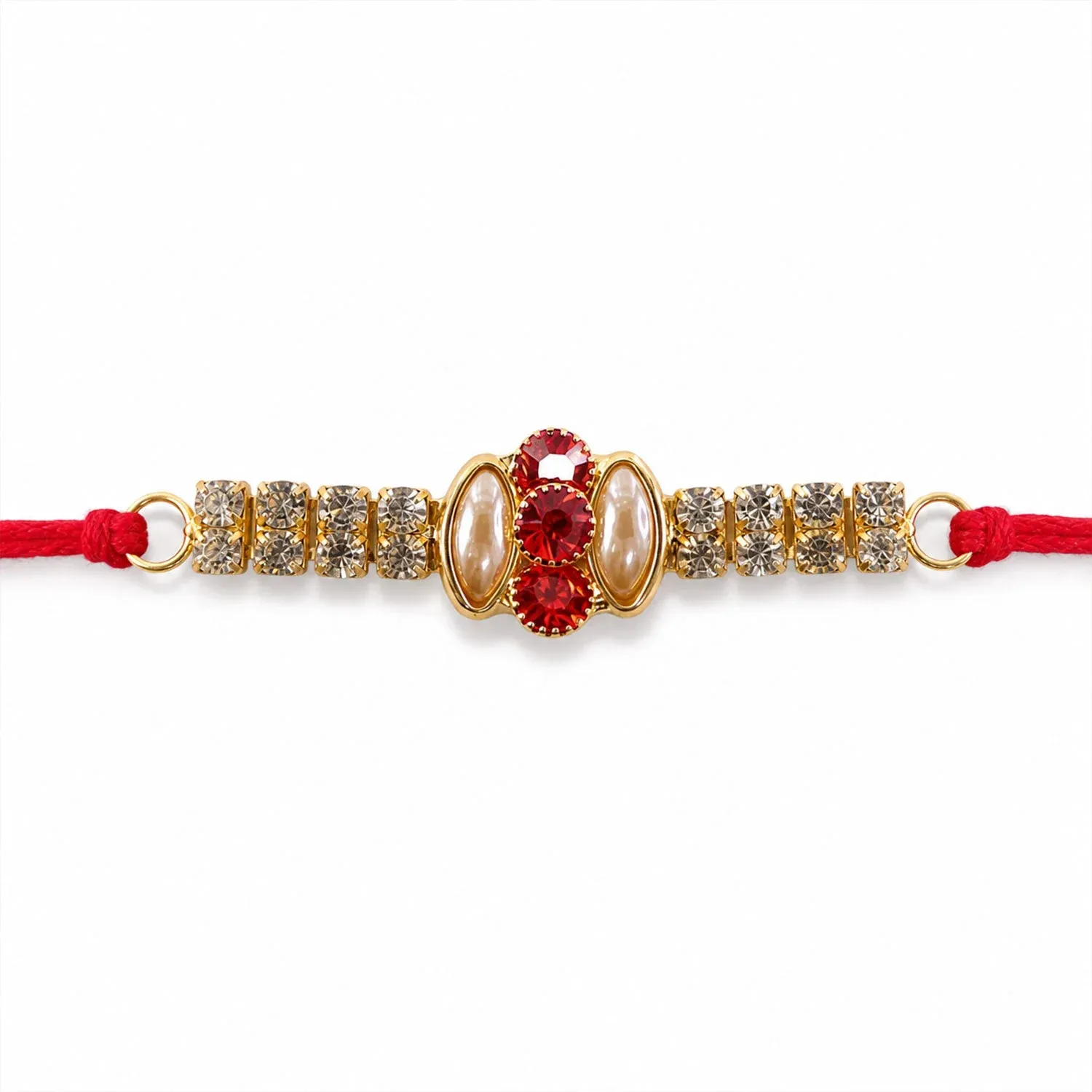 Oval Stone Studded Bar Premium Designer Traditional Rakhi for Brother - Detailed Feature View 4