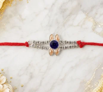 Blue Oval Stone Bracelet Rakhi for Brother Bhai Raksha Bandhan Festival Special Gift