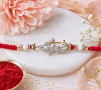 Religious Om Peacock Diamond Rakhi with Beadwork Rakhi for Brother