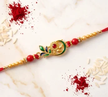 Peacock Leaf Pearl Beads Rakhi for Brother Bhai Raksha Bandhan Festival Special Gift