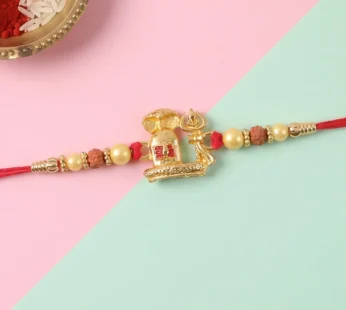 Gold Shivling Pearl Charm Rakhi for Brother Bhai Raksha Bandhan Festival Special Gift