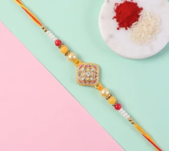 Square Kundan Stone Rakhi for Brother Bhai Raksha Bandhan Festival Special Gift Set