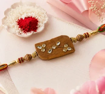 Premium Rectangle Stone Studded Premium Designer Rakhi for Brother