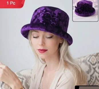 Velvet Floral Bucket Hat – Elegant Winter Accessory for Women