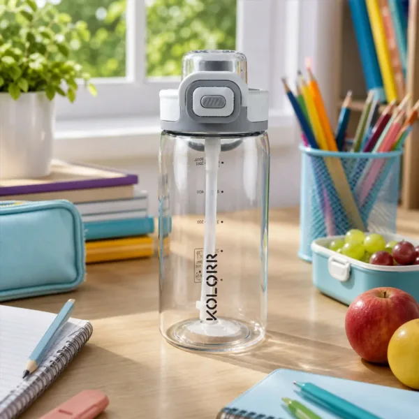 KOLORR Kids Leakproof Sipper Water Bottle with Straw & Flip Lid (650ML)