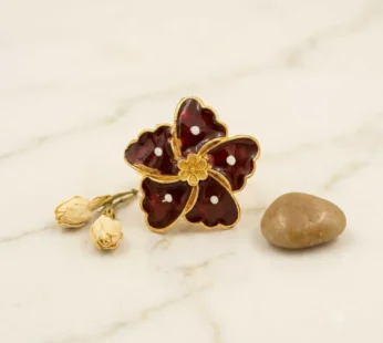 Elegant Burgundy Floral Statement Ring for Women | Vintage Fashion Jewelry maroon ring