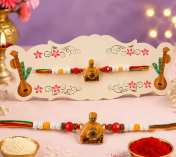 Spiritual Pramukh Swami Maharaj Devotional Rakhi for Brother, Beaded Thread Gift