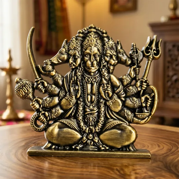 Antique Brass Panchmukhi Hanuman Idol Decorative Spiritual Statue