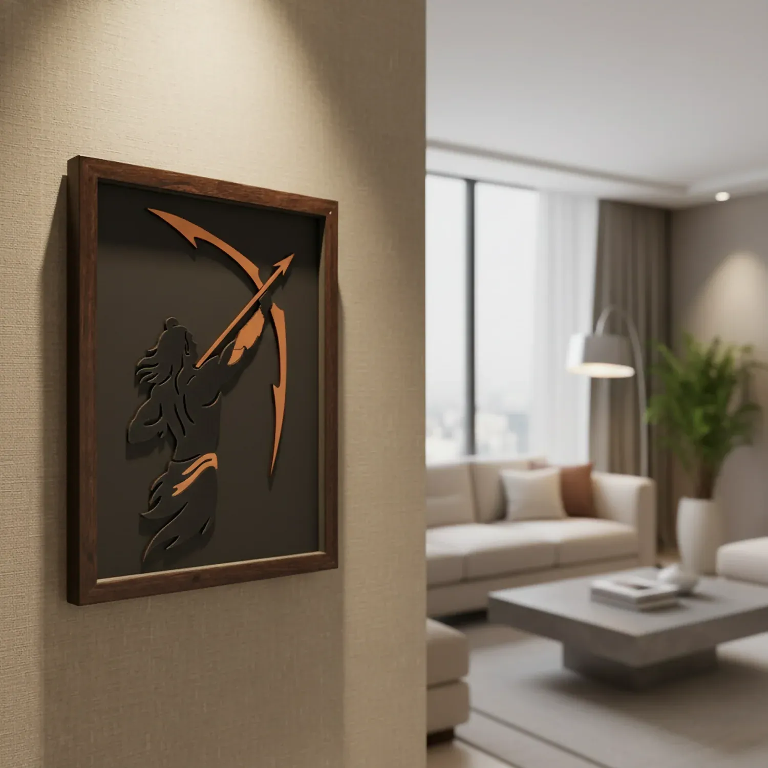 Lord Ram Wall Art Frame – Modern Minimalist Devotional Decor - Detailed Feature View 1