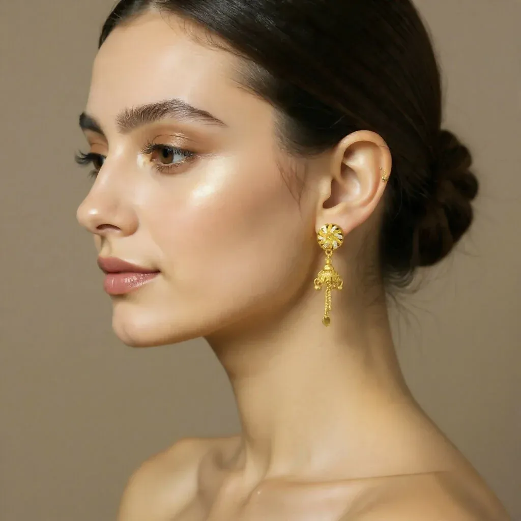 Premium Diamonds Circle Earrings – Elegant Gold Plated Daily Wear Jewelry - Buy Online at Alikart