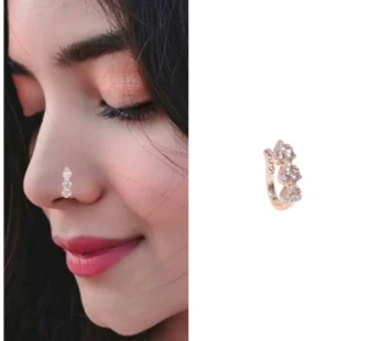 Triple Cluster Clip-On Nose Ring Nath – No Piercing Needed