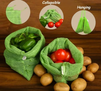 Vegetable Storage Bag Set – 3 Sizes with Drawstring Closure