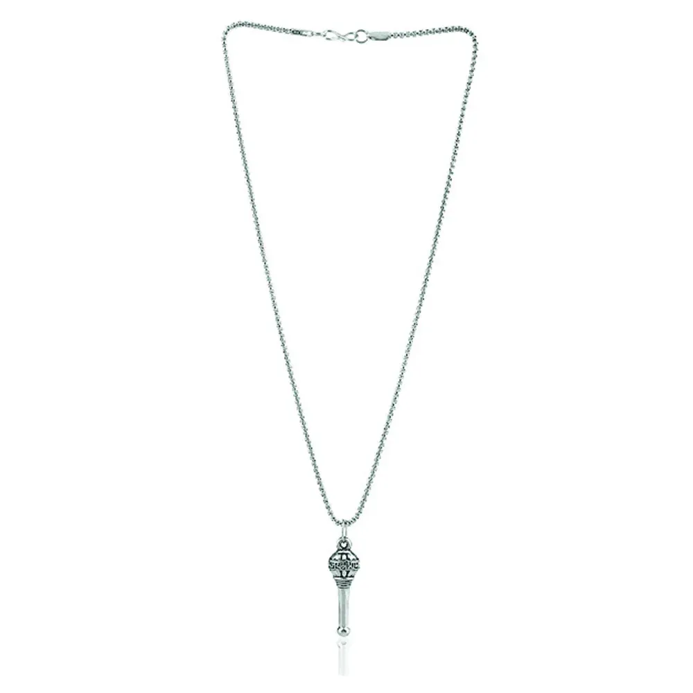 Oxidized Silver Gada Pendant – Spiritual Strength & Protection - Detailed Feature View 2