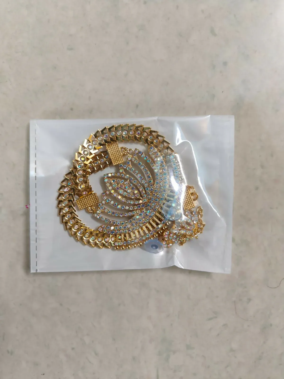 Lotus Necklace Set – Grand Gold-Toned American Diamond Jewellery - Detailed Feature View 4