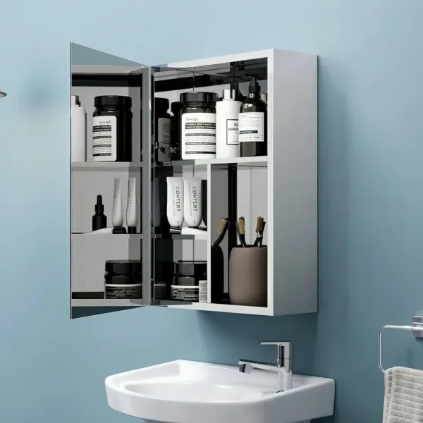 Wall Mounted Mirror Cabinet with Storage – Modern Bathroom Organizer