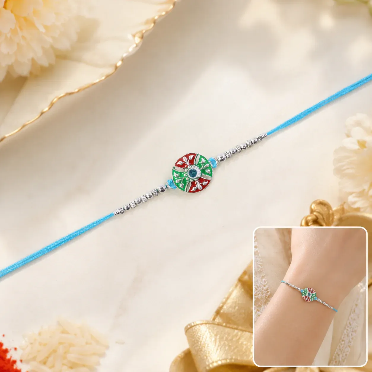 Blue Thread Rakhi – Elegant Traditional Festive Design - Detailed Feature View 4