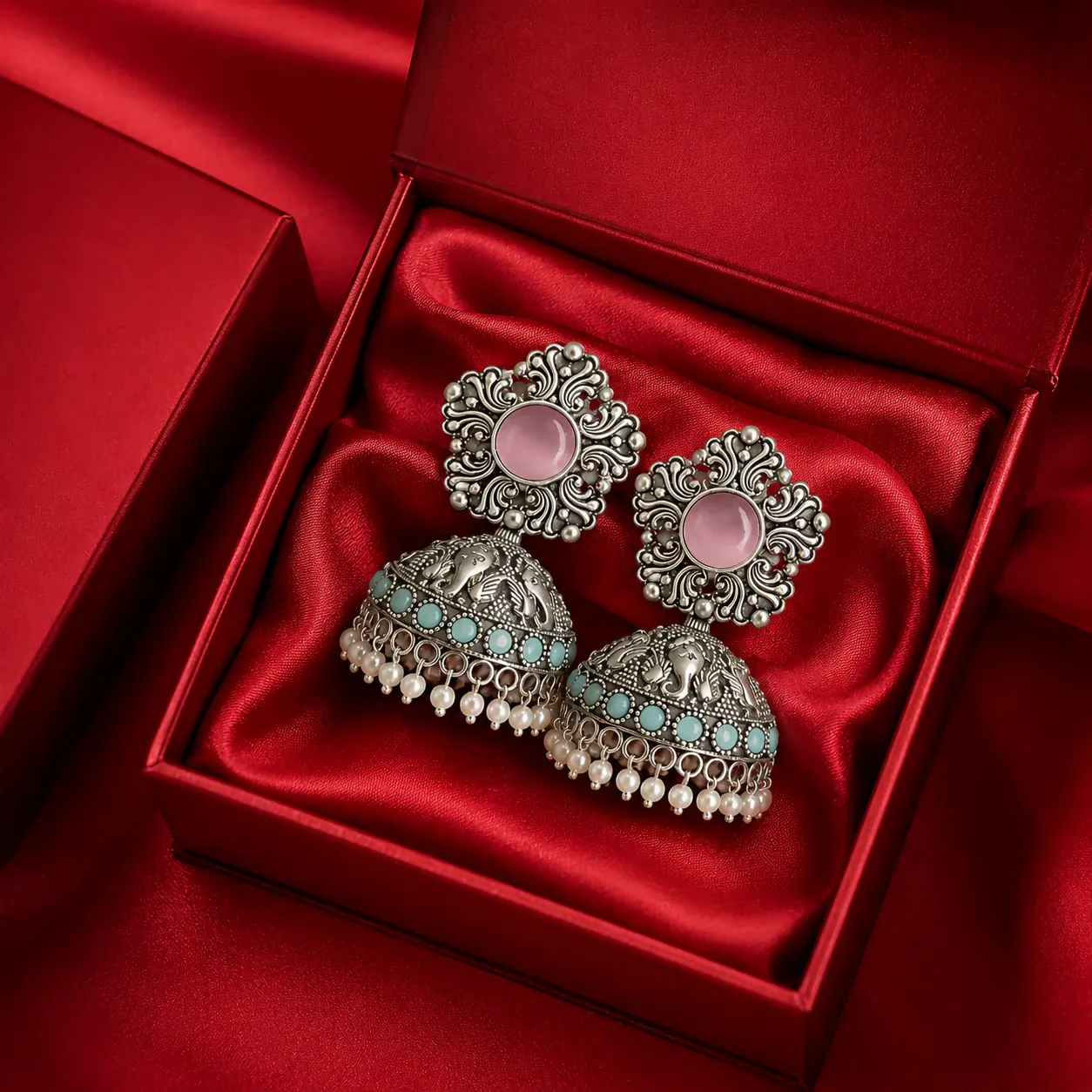 Premium Women's Oxidized Silver Jhumka Earrings – Traditional & Elegant Design - Buy Online at Alikart