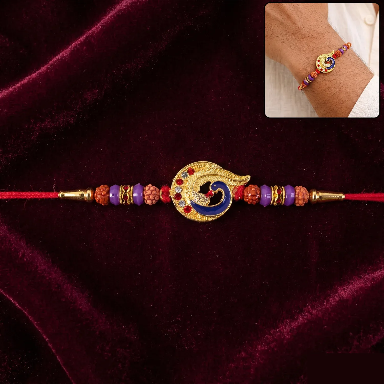 Premium Rakhi for Brother – Designer Peacock Raksha Bandhan with Beads - Buy Online at Alikart