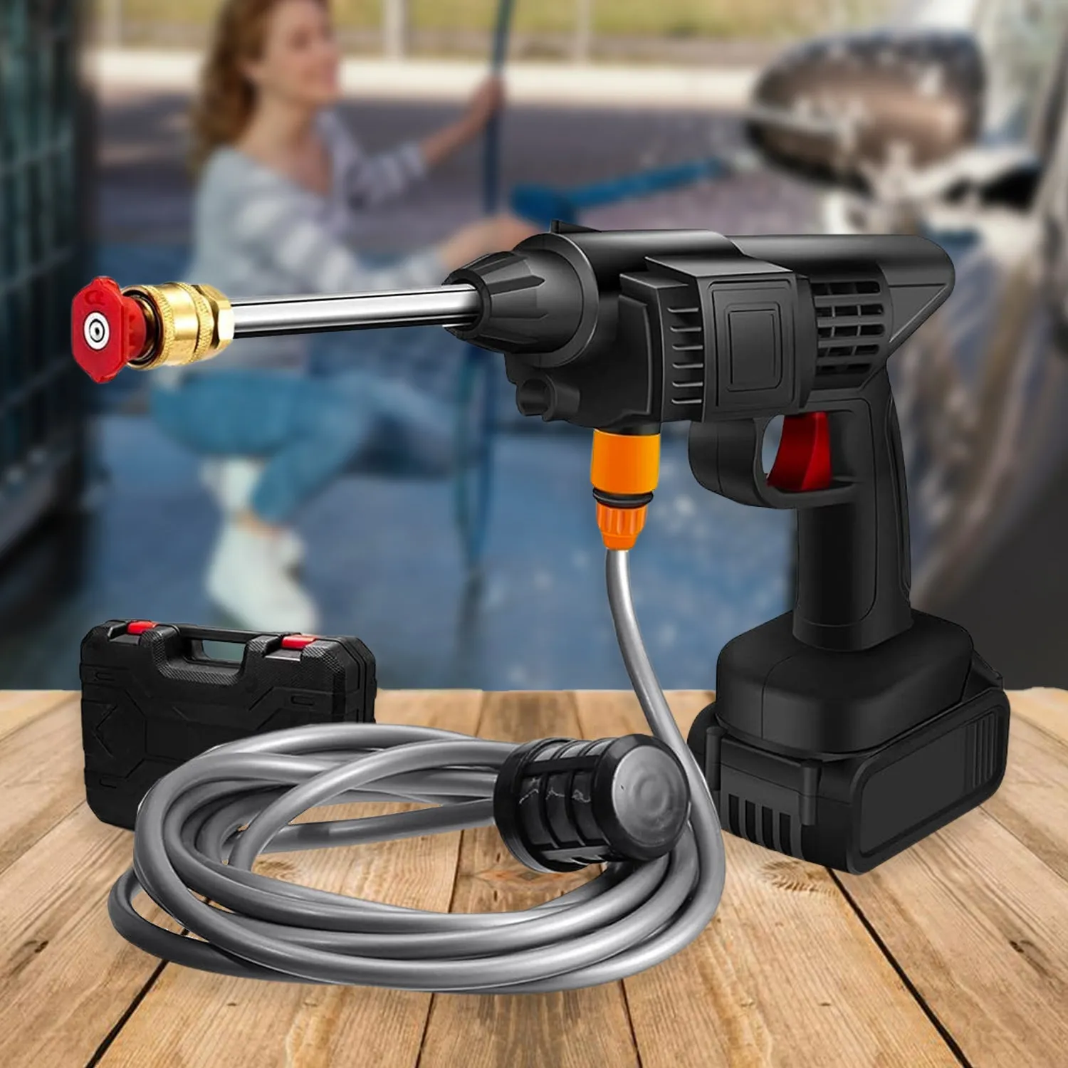Premium Cordless Car Pressure Washer – 48V Portable Cleaning Kit | Velvet Wheels - Buy Online at Alikart