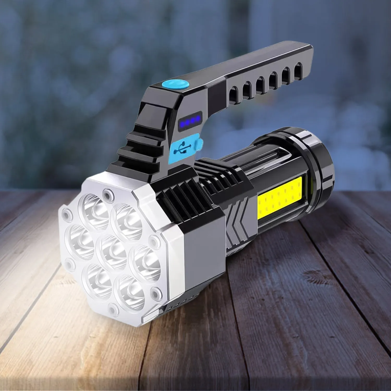 Premium Rechargeable LED Flashlight – Portable 7-LED COB Torch | PHOBIA - Buy Online at Alikart